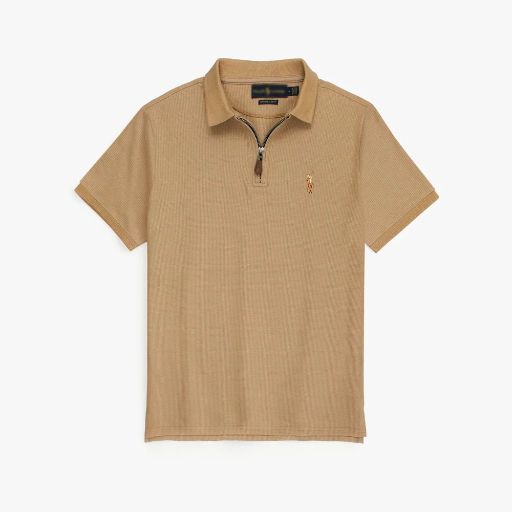 RL PREMIUM MEN'S MULTI ZIPPER POLO SHIRT (KHAKI)