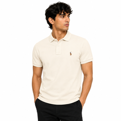 RL SMALL PONY MULTI HORSE COTTON PIQUE POLO SHIRT (CREAM)