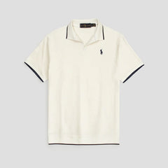 RL PREMIUM MEN'S V NECK BORDER POLO SHIRT (OFF-WHITE)