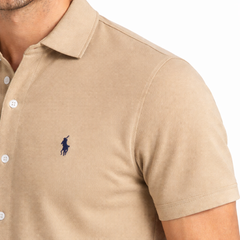 RL MEN'S BUTTON DOWN KNITTED SHIRT (KHAAKI)