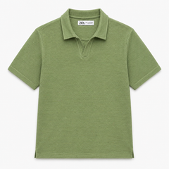 Z.A.R.A OTTOMAN JHONNY COLLAR POLO SHIRT (SAGE GREEN)