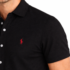 RL MEN'S BUTTON DOWN KNITTED SHIRT (BLACK)