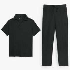 Z.A.R.A WAFFLE KNIT OVERSIZED SLIT TRACKSUIT (BLACK)
