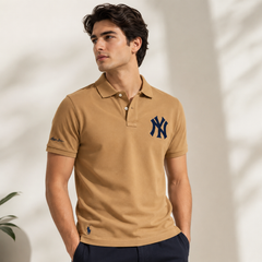 RL NY COTTON PIQUE COTTON POLO SHIRT (KHAKI)
