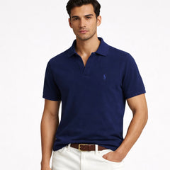 RL SMALL PONY MEN'S JHONY COLLAR POLO SHIRT (NAVY BLUE)