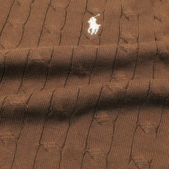 RL PREMIUM CABEL-KNIT BUTTON POLO SHIRT (BROWN)