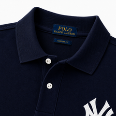 RL NY COTTON PIQUE COTTON POLO SHIRT (NAVY BLUE)