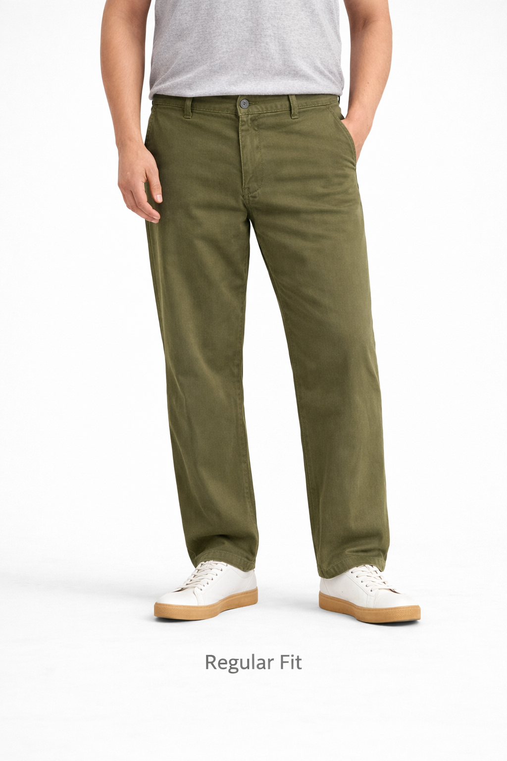 Z.A.R.A PREMIUM REGULAR FIT COTTON CHINO (OLIVE GREEN)