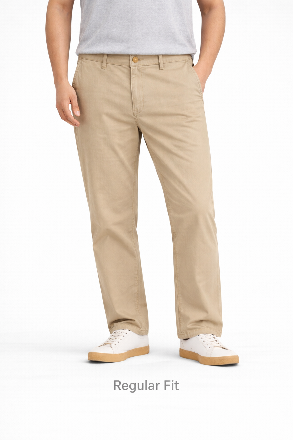 Z.A.R.A PREMIUM REGULAR FIT COTTON CHINO (KHAAKI)