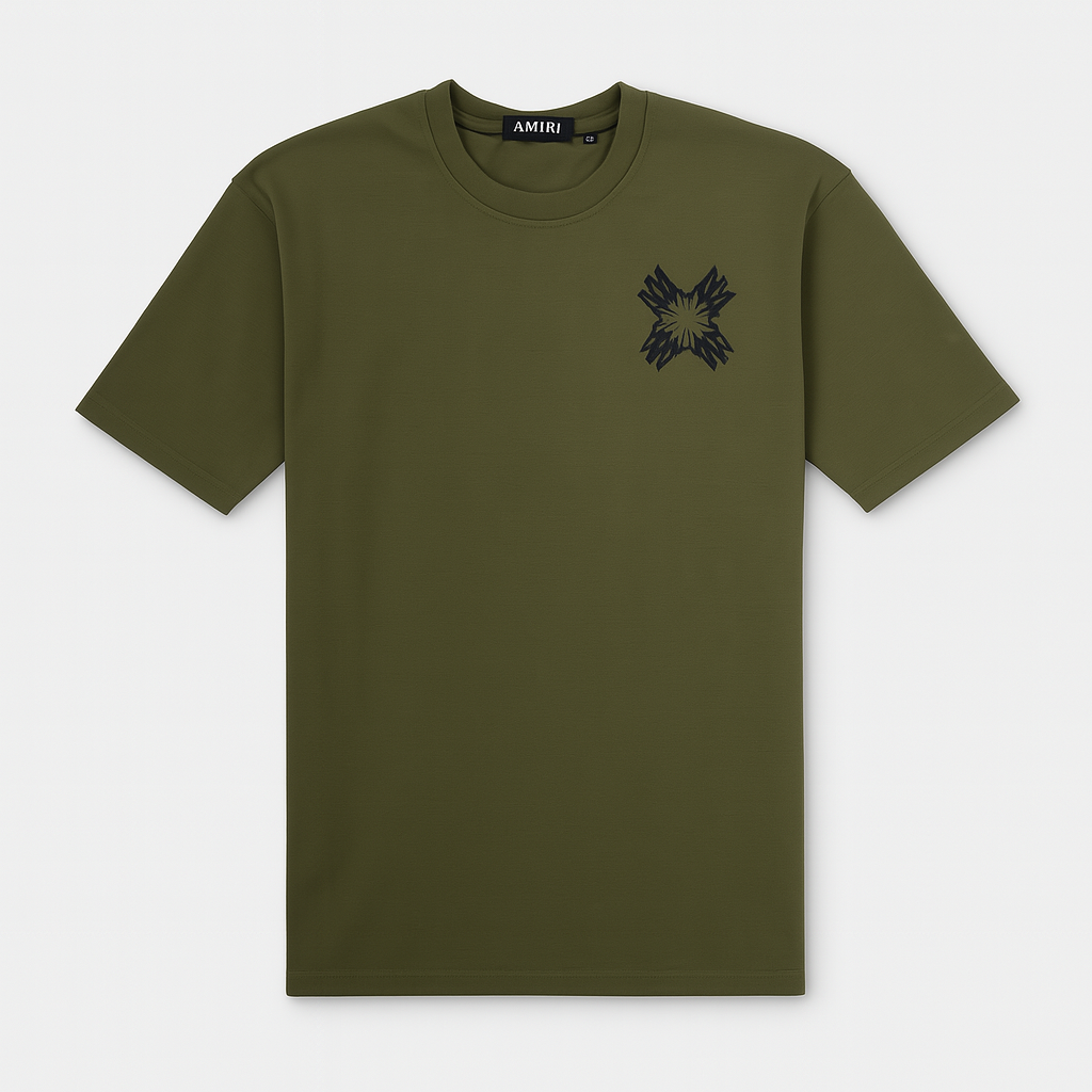 A.M.I.R.I PREMIUM DOWN SHOULDER  T-SHIRT (OLIVE GREEN)