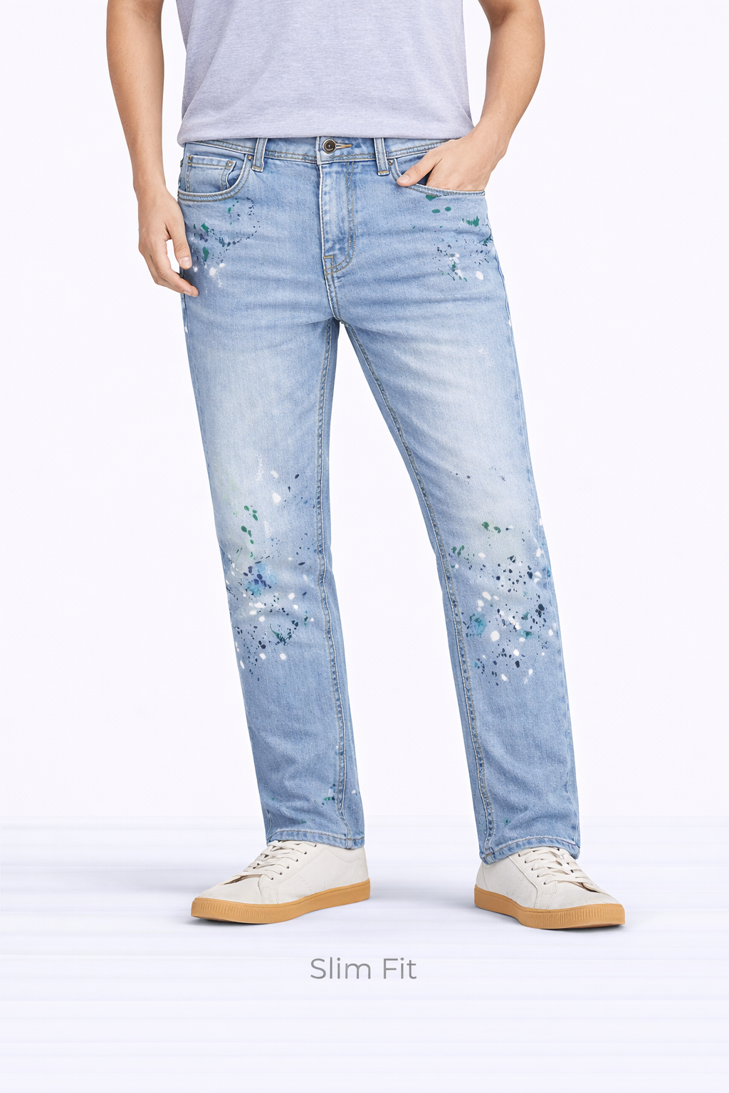 Z.A.R.A  Skinny Fit Denim Jeans Paint Splash