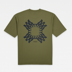 A.M.I.R.I PREMIUM DOWN SHOULDER  T-SHIRT (OLIVE GREEN)