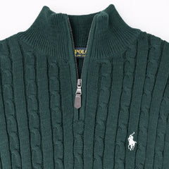 RL IMPORTED SINGLE PONY CABLE KNIT SWEATER (GREEN)