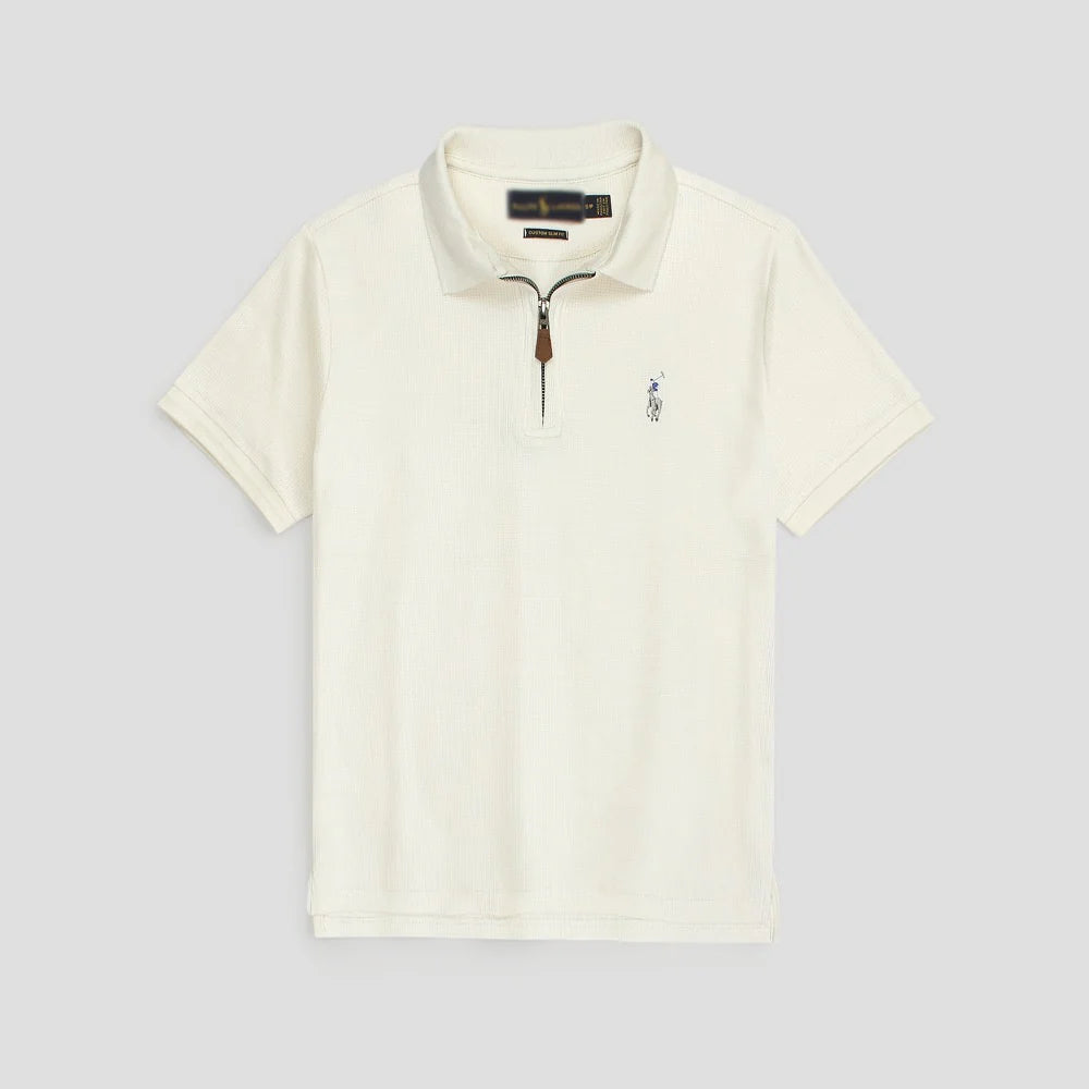 RL PREMIUM MEN'S MULTI ZIPPER POLO SHIRT (OFF-WHITE)