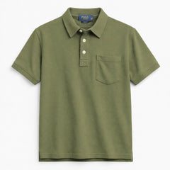 RL BASIC FRONT POCKET PIQUE COTTON POLO SHIRT (OLIVE GREEN)