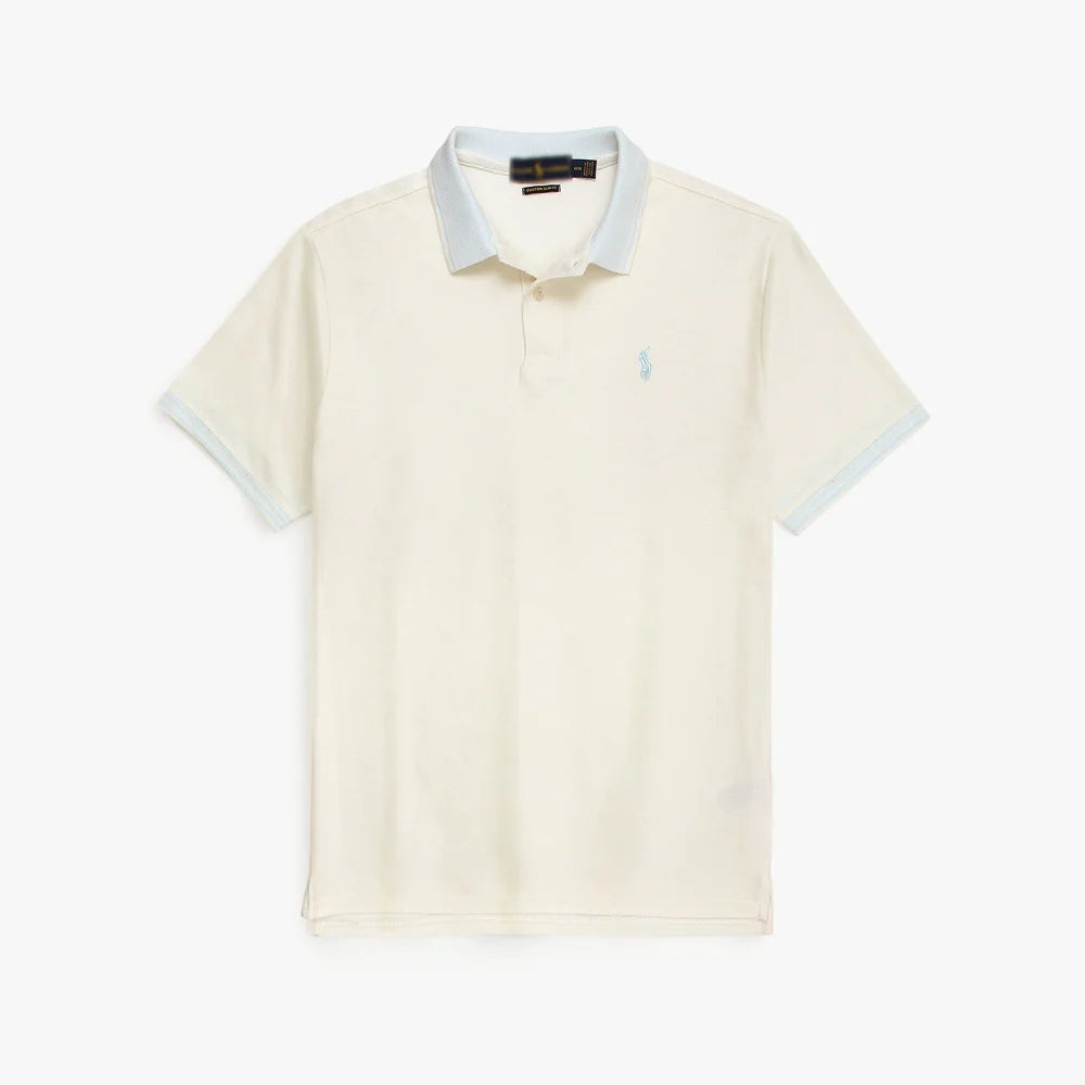 RL PREMIUM S/P JACQUARD COLLAR POLO (OFF-WHITE)