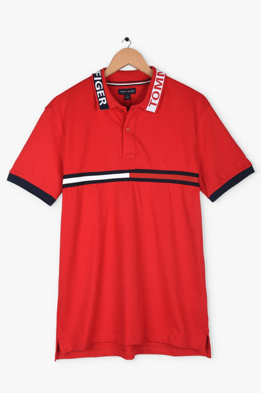 TH Imported Jacquard Collar Polo Shirt (Red)