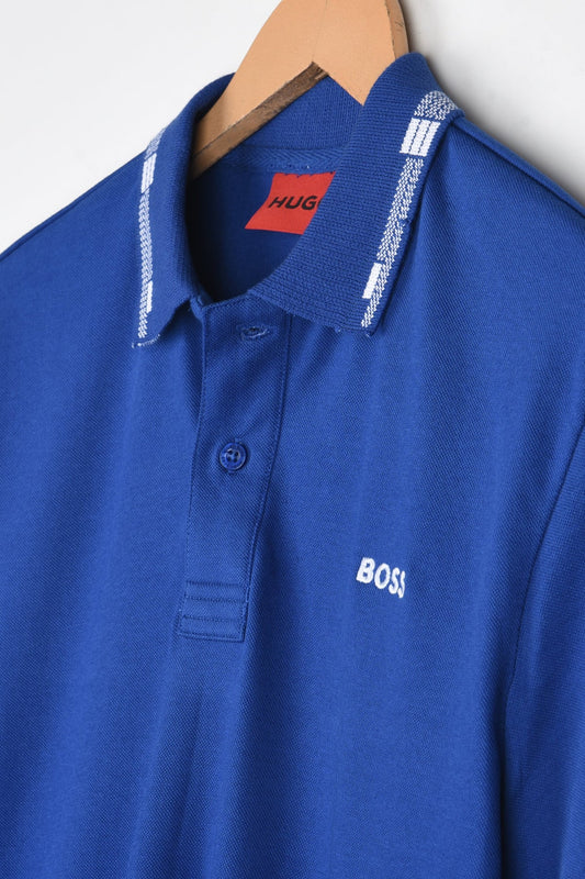 HGO BOS Imported Tipped Collar Polo Shirt (Royal Blue)