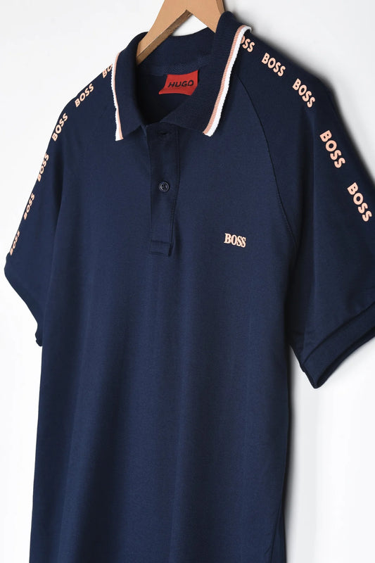 HGO BOS Imported Shoulder Contrast Trim Polo shirt (Navy)