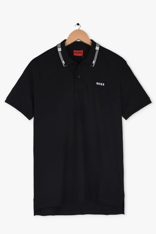 HGO BOS Imported Tipped Collar Polo Shirt (Black)
