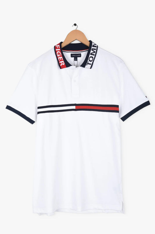 TH Imported Jacquard Collar Polo Shirt (White)