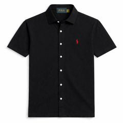 RL MEN'S BUTTON DOWN KNITTED SHIRT (BLACK)