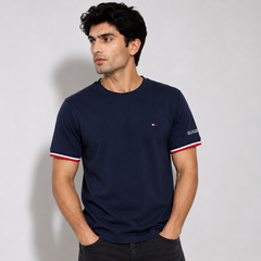 TOMMY SIGNATURE TIPPED T-SHIRT (NAVY)