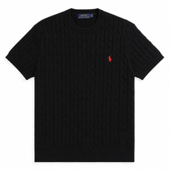 RL CREW NECK CABLE KNIT SHIRT (BLACK)