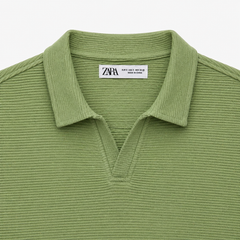 Z.A.R.A OTTOMAN JHONNY COLLAR POLO SHIRT (SAGE GREEN)