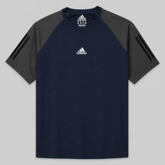 ADDAS MESH SHOULDER DRI FIT T-SHIRT (NAVY BLUE)
