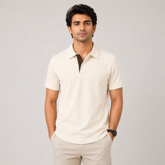 COTTON EAGLE PRESTIGE KNIT POLO SHIRT (CREAM)