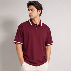 CE HERITAGE PIQUE COTTON POLO SHIRT (MAROON)