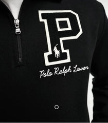 RL PREMIUM P LOGO COTTON FLEECE ZIP-UP (BLACK)