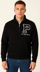 RL PREMIUM P LOGO COTTON FLEECE ZIP-UP (BLACK)
