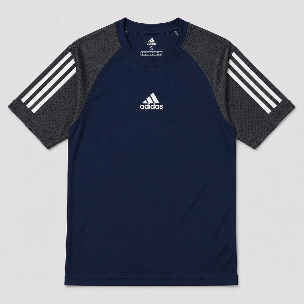 ADDAS MESH SHOULDER DRI FIT T-SHIRT (NAVY BLUE)