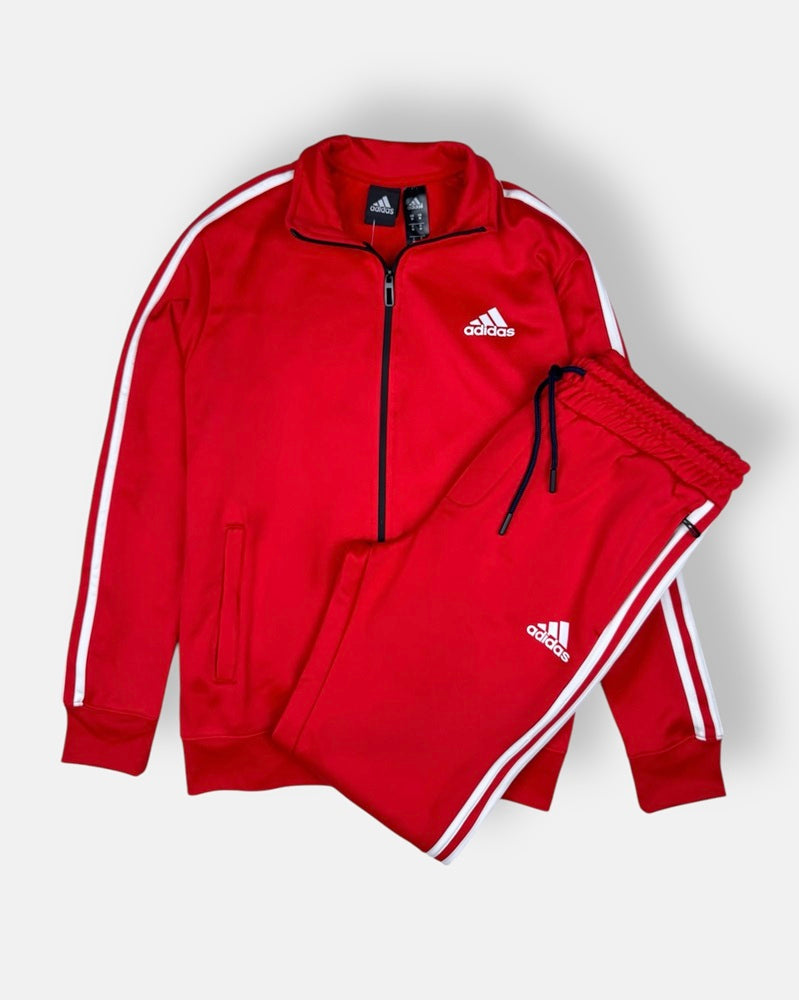 Addas Imported polyester Fleece Tracksuit (Red)