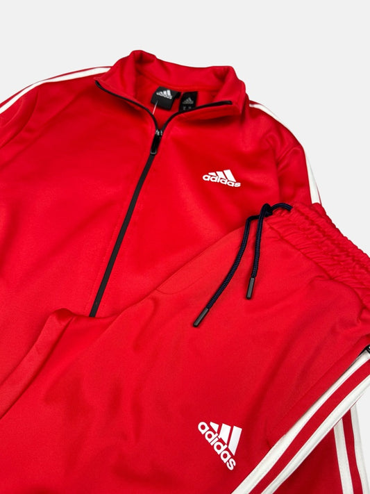 Addas Imported polyester Fleece Tracksuit (Red)