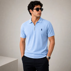RL DROP NEEDLE POLO SHIRT (SKY)