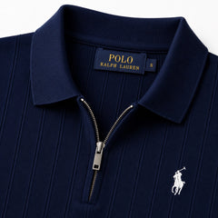 RL DROP NEEDLE POLO SHIRT (NAVY BLUE)