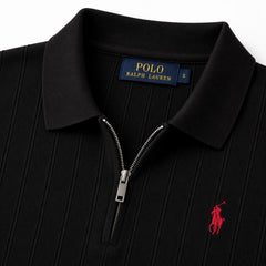 RL DROP NEEDLE POLO SHIRT (BLACK)