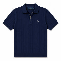 RL DROP NEEDLE POLO SHIRT (NAVY BLUE)