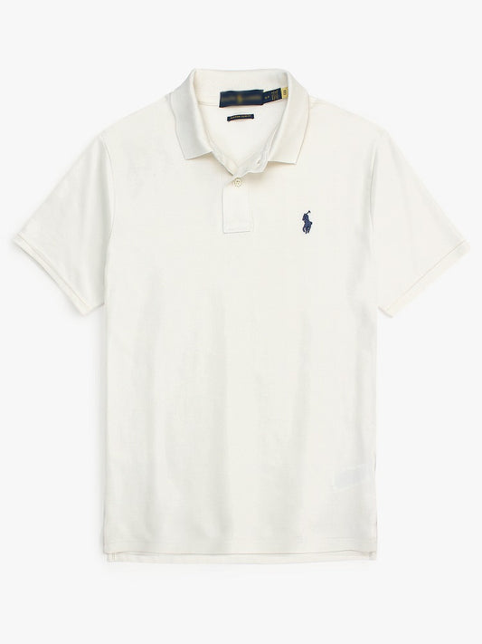 RL Premium Small Pony Pique Cotton Polo Shirt (Off-White)