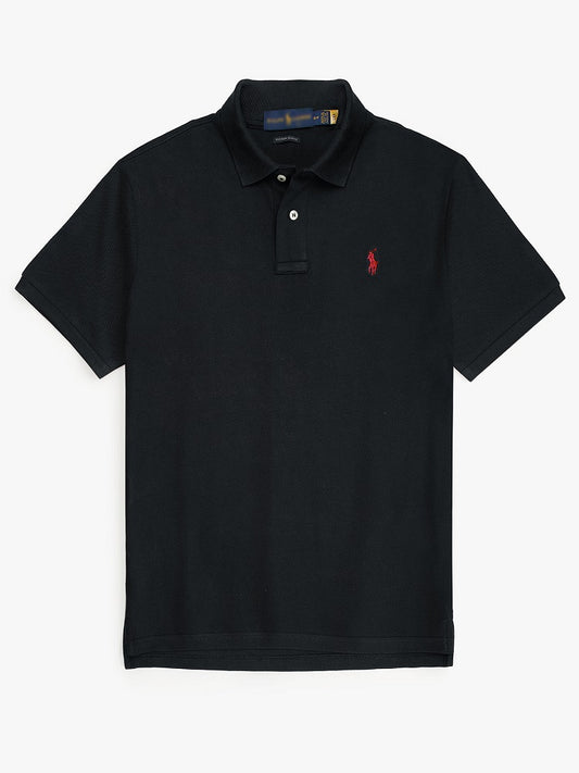 RL Premium Small Pony Pique Cotton Polo Shirt (Black)