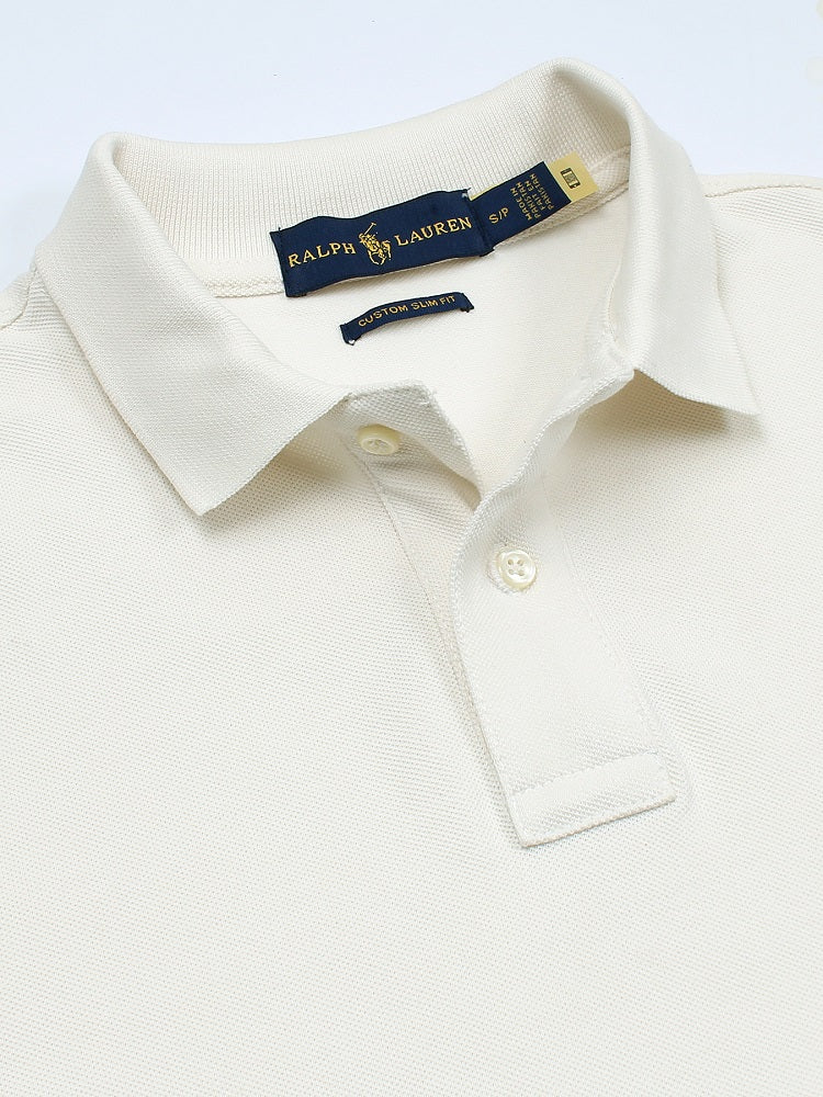 RL Premium Small Pony Pique Cotton Polo Shirt (Off-White)