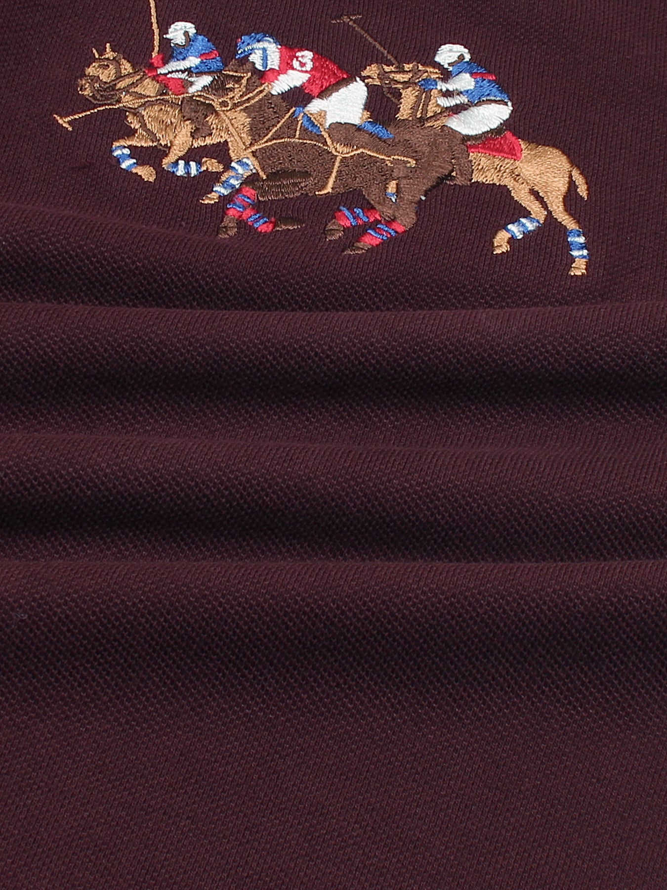 RL Premium 3 Horse Pique Cotton Polo Shirt (Maroon)