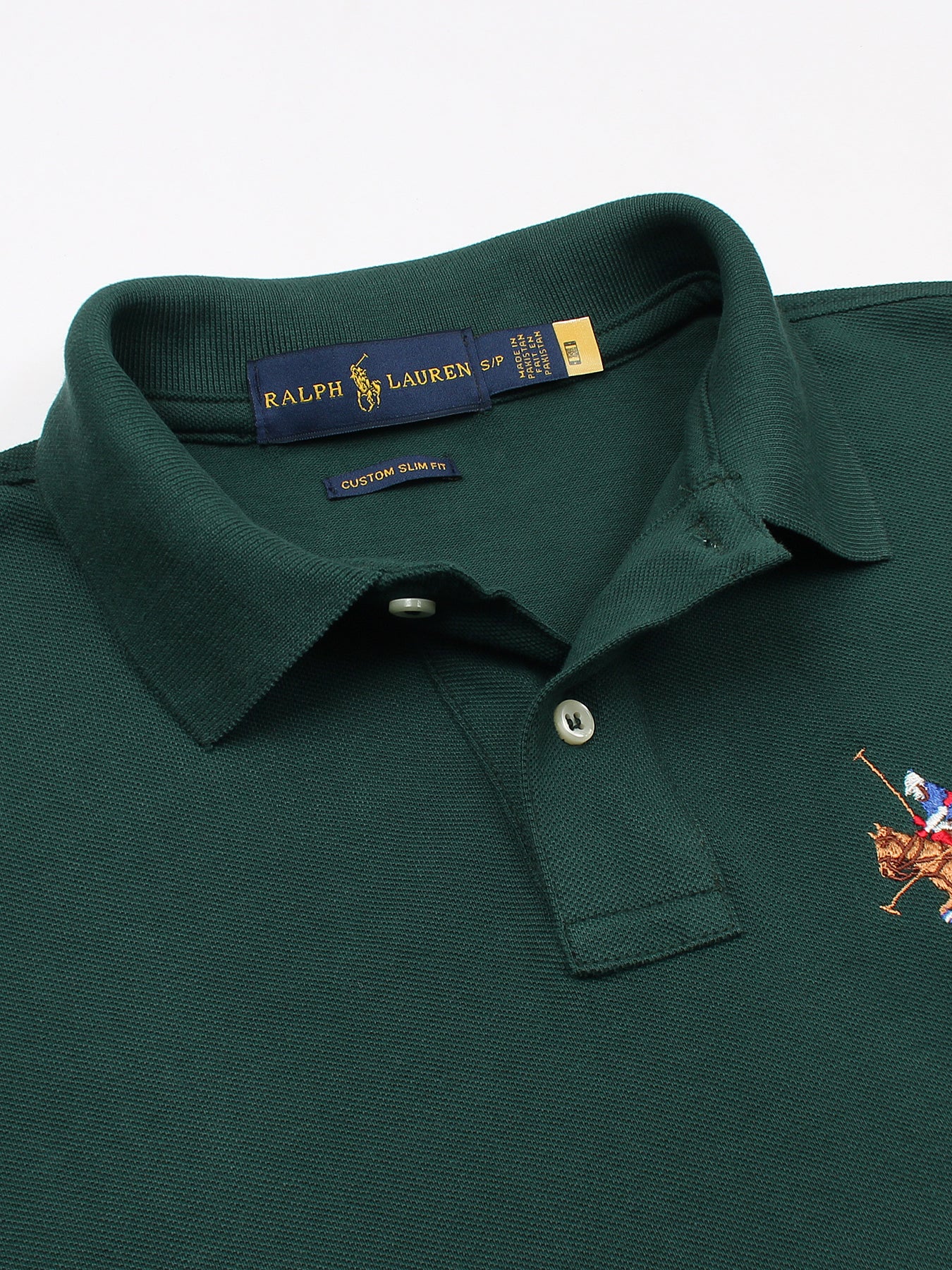 RL Premium 3 Horse Pique Cotton Polo Shirt (Dark Green)