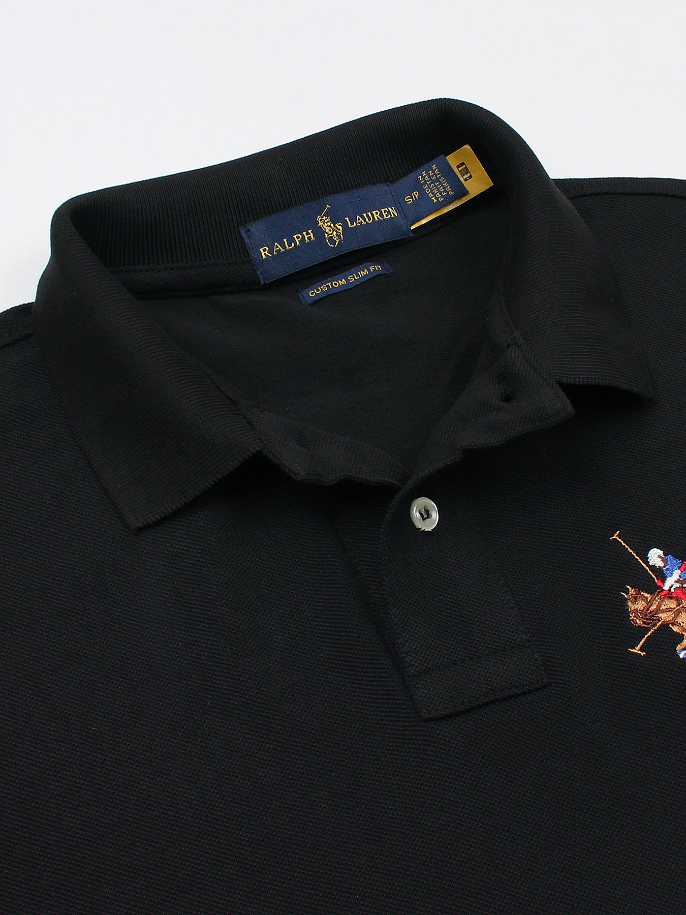 RL Premium 3 Horse Pique Cotton Polo Shirt (Black)