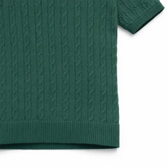 COTTON EAGLE MEN'S CABLE KNIT BTN POLO SHIRT (GREEN)