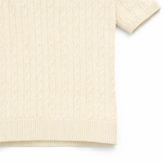 COTTON EAGLE MEN'S CABLE KNIT BTN POLO SHIRT (OFF-WHITE)