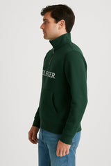 TH EMB HLFGR COTTON FLEECE ZIP-UP (GREEN)